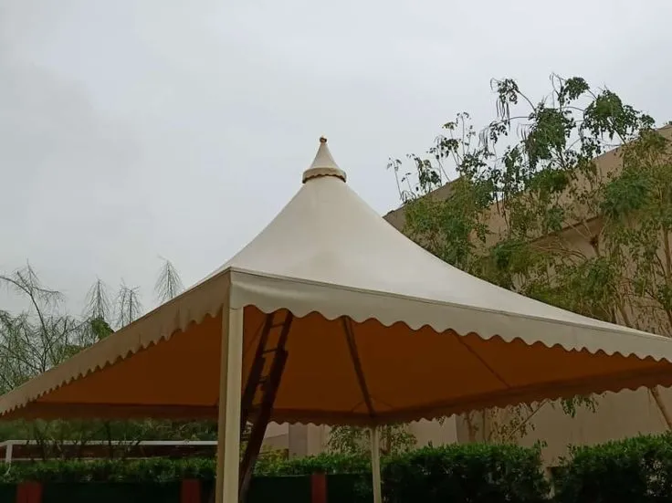 تركيب مظلات هرمية جدة | مظلات مخروطية جدة | معلم تركيب مظلات