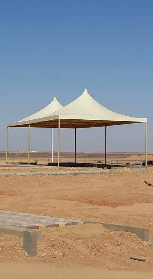 تركيب مظلات هرمية جدة | مظلات مخروطية جدة | معلم تركيب مظلات