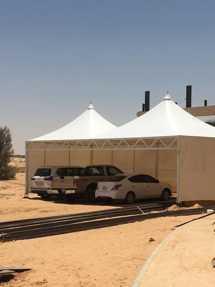 تركيب مظلات هرمية جدة | مظلات مخروطية جدة | معلم تركيب مظلات